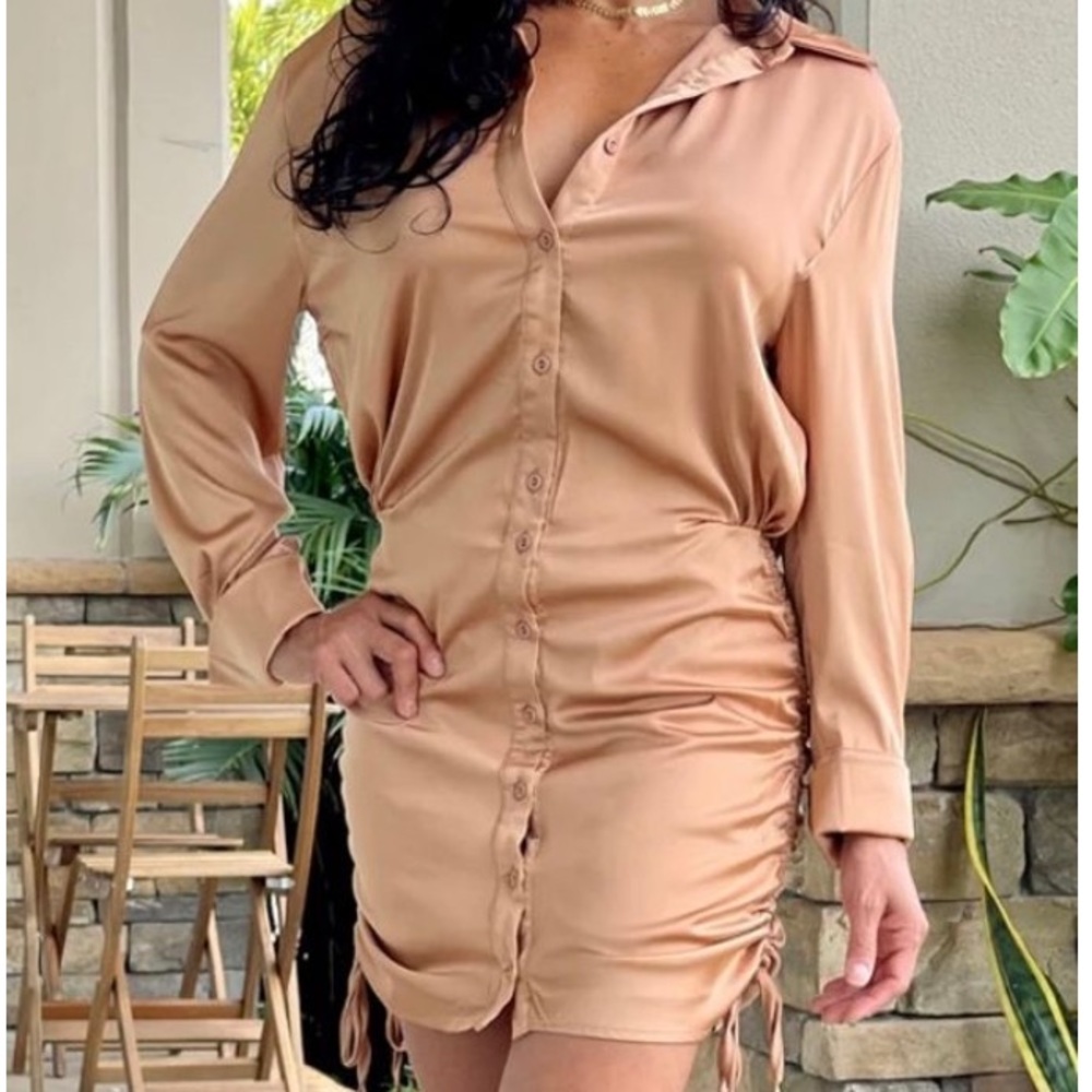 Satin Shirt Dress